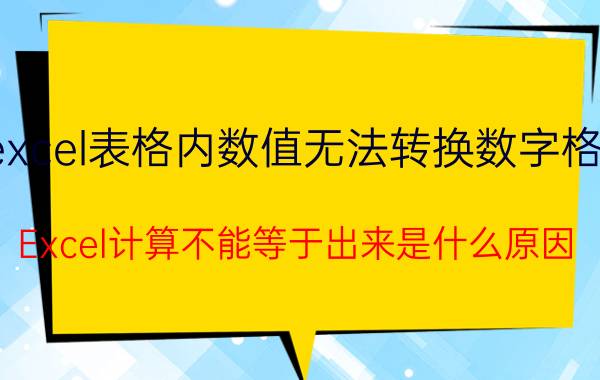 excel表格内数值无法转换数字格式 Excel计算不能等于出来是什么原因？